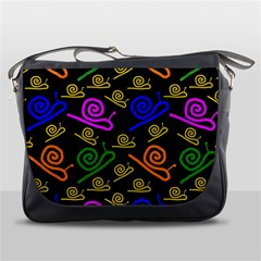 Pattern-repetition-snail-blue Messenger Bag by Maspions