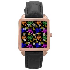 Pattern-repetition-snail-blue Rose Gold Leather Watch 