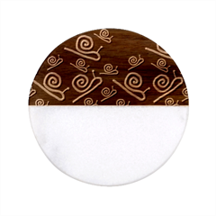 Pattern-repetition-snail-blue Classic Marble Wood Coaster (round)  by Maspions