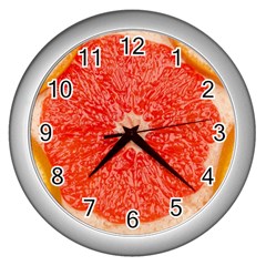 Grapefruit-fruit-background-food Wall Clock (silver)