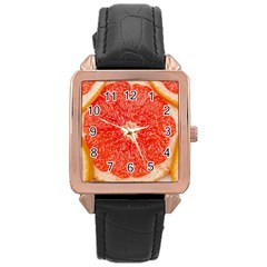 Grapefruit-fruit-background-food Rose Gold Leather Watch 