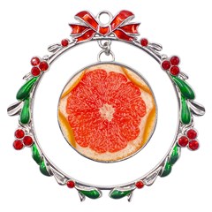 Grapefruit-fruit-background-food Metal X mas Wreath Ribbon Ornament