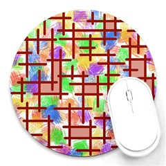 Pattern-repetition-bars-colors Round Mousepad by Maspions