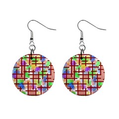 Pattern-repetition-bars-colors Mini Button Earrings