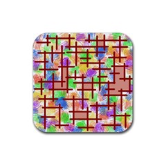 Pattern-repetition-bars-colors Rubber Coaster (square)