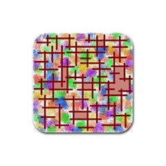 Pattern-repetition-bars-colors Rubber Square Coaster (4 Pack)