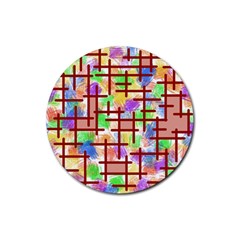 Pattern-repetition-bars-colors Rubber Round Coaster (4 Pack)