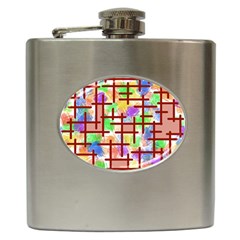 Pattern-repetition-bars-colors Hip Flask (6 Oz)