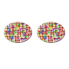 Pattern-repetition-bars-colors Cufflinks (oval)