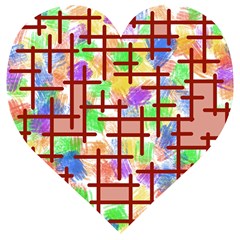 Pattern-repetition-bars-colors Wooden Puzzle Heart