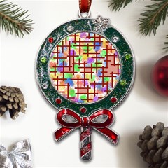 Pattern-repetition-bars-colors Metal X mas Lollipop With Crystal Ornament