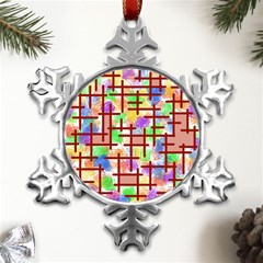 Pattern-repetition-bars-colors Metal Small Snowflake Ornament