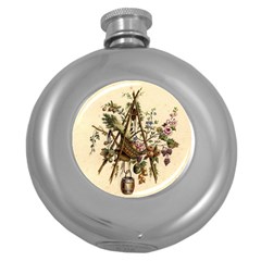 Vintage-antique-plate-china Round Hip Flask (5 Oz)