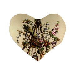 Vintage-antique-plate-china Standard 16  Premium Heart Shape Cushions by Maspions