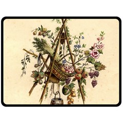 Vintage-antique-plate-china Two Sides Fleece Blanket (large)