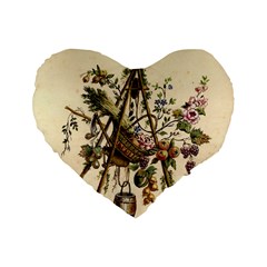 Vintage-antique-plate-china Standard 16  Premium Flano Heart Shape Cushions