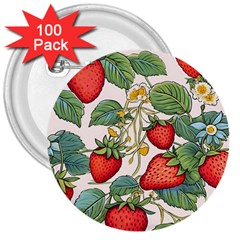 Strawberry-fruits 3  Buttons (100 Pack) 