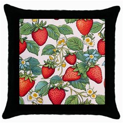 Strawberry-fruits Throw Pillow Case (black)