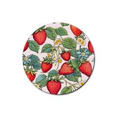 Strawberry-fruits Rubber Round Coaster (4 Pack)