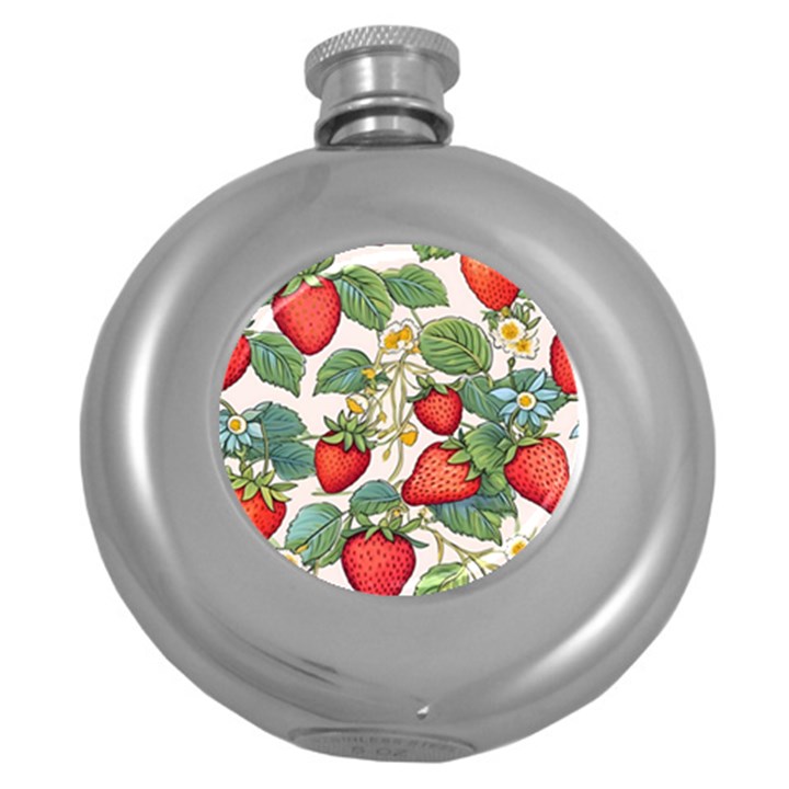 Strawberry-fruits Round Hip Flask (5 oz)