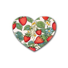 Strawberry-fruits Rubber Heart Coaster (4 Pack)