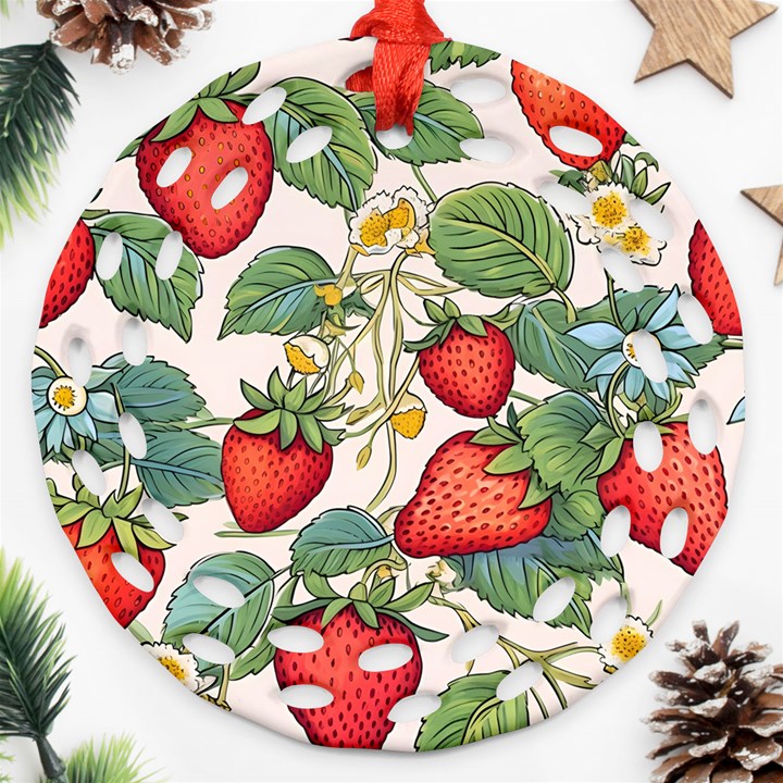 Strawberry-fruits Ornament (Round Filigree)