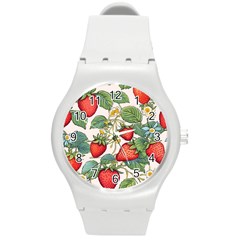 Strawberry-fruits Round Plastic Sport Watch (m)