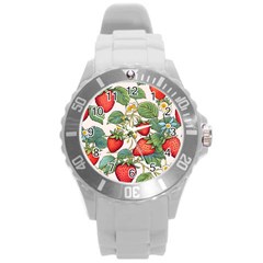 Strawberry-fruits Round Plastic Sport Watch (l)