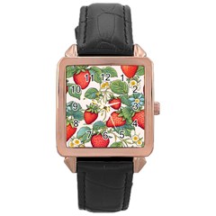 Strawberry-fruits Rose Gold Leather Watch 