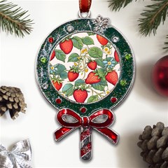 Strawberry-fruits Metal X mas Lollipop With Crystal Ornament by Maspions