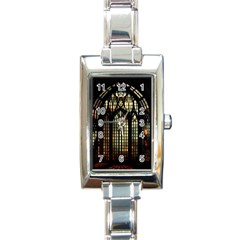 Stained Glass Window Gothic Rectangle Italian Charm Watch