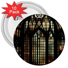 Stained Glass Window Gothic 3  Buttons (10 Pack) 