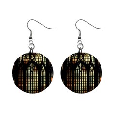 Stained Glass Window Gothic Mini Button Earrings by Maspions