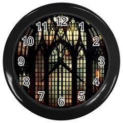 Stained Glass Window Gothic Wall Clock (black) by Maspions