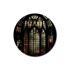 Stained Glass Window Gothic Rubber Round Coaster (4 Pack)