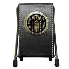 Stained Glass Window Gothic Pen Holder Desk Clock