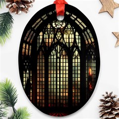 Stained Glass Window Gothic Oval Ornament (two Sides)