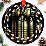 Stained Glass Window Gothic Ornament (Round Filigree) Front