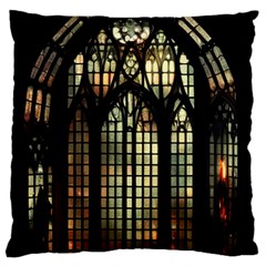 Stained Glass Window Gothic Standard Premium Plush Fleece Cushion Case (one Side) by Maspions