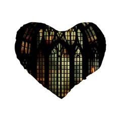 Stained Glass Window Gothic Standard 16  Premium Flano Heart Shape Cushions by Maspions