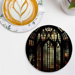 Stained Glass Window Gothic Uv Print Round Tile Coaster