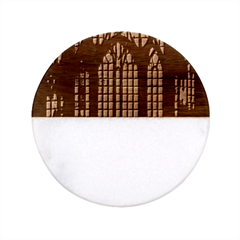 Stained Glass Window Gothic Classic Marble Wood Coaster (round)  by Maspions