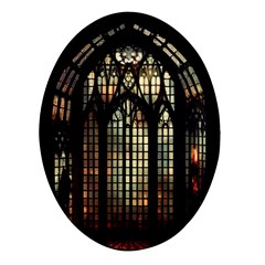 Stained Glass Window Gothic Oval Glass Fridge Magnet (4 Pack) by Maspions