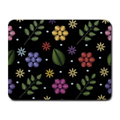 Embroidery Seamless Pattern With Flowers Small Mousepad by Apen