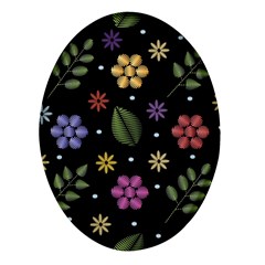 Embroidery Seamless Pattern With Flowers Oval Glass Fridge Magnet (4 Pack) by Apen