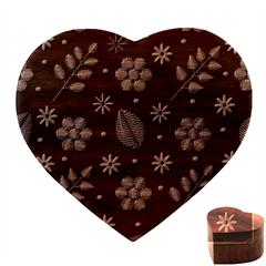 Embroidery Seamless Pattern With Flowers Heart Wood Jewelry Box