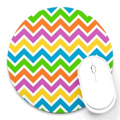 Chevron Pattern Design Texture Round Mousepad by Apen