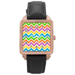 Chevron Pattern Design Texture Rose Gold Leather Watch  by Apen