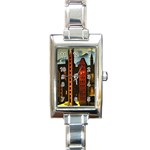 Sci-fi Futuristic Science Fiction City Neon Scene Artistic Technology Machine Fantasy Gothic Town Bu Rectangle Italian Charm Watch Front