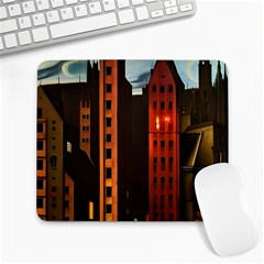 Sci-fi Futuristic Science Fiction City Neon Scene Artistic Technology Machine Fantasy Gothic Town Bu Large Mousepad by Posterlux